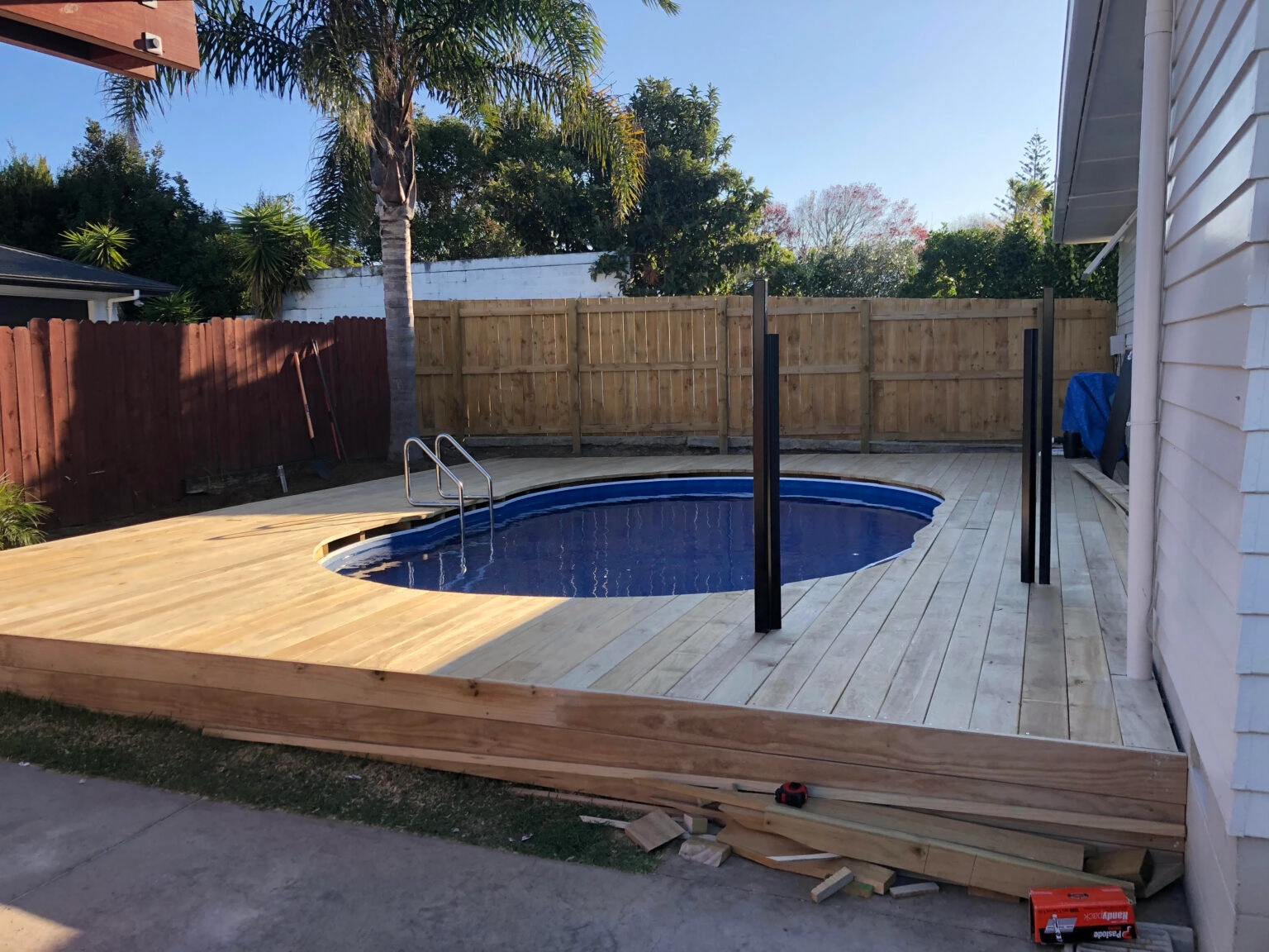 Completed deck build East Auckland Howick hardwood timber